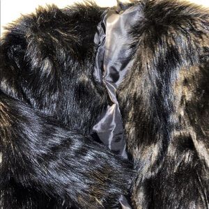 Black faux fur coat